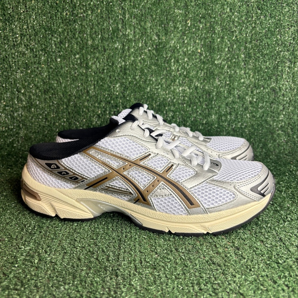 NEW ASICS Gel-1130 Mule Breathable Mesh Sporty Slip-On Sneaker White Mens Sz 9.5